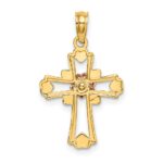 14K Two-tone and White Rhodium Cross with Flower and Hearts Charm - Image 4