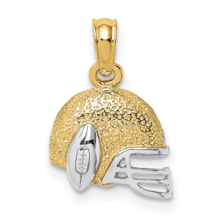 14k and White Rhodium Football Helmet with Ball Charm