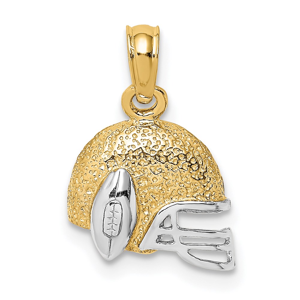 K9006.jpg 14k and White Rhodium Football Helmet with Ball Charm - Image 1