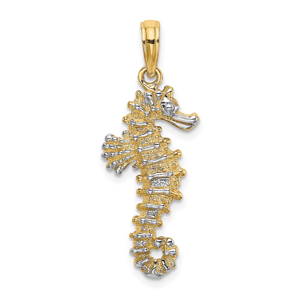 K9007.jpg 14K with White Rhodium 3-D Seahorse Charm - Image 1