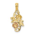 14k Two-tone with White Rhodium Flowers Charm - Image 3