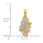 14k Two-tone with White Rhodium Flowers Charm - Image 4