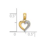 14k with White Rhodium Textured Mini Heart Charm - Image 3