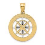 14K Nautical Compass with White Gold Needle Charm - Image 4