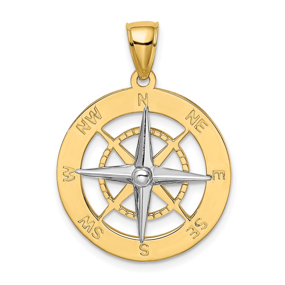 K9017.jpg 14K Nautical Compass with White Gold Needle Charm - Image 1