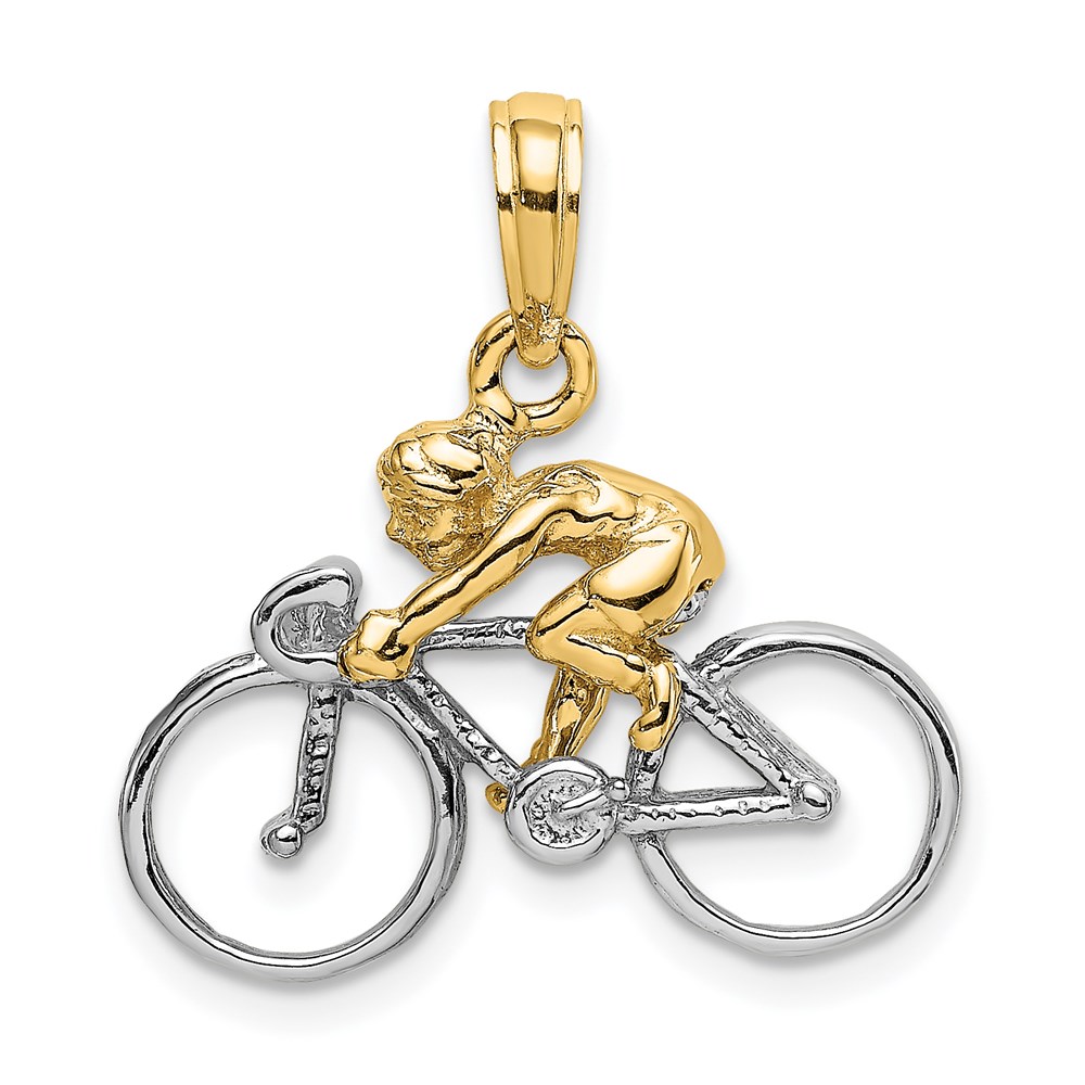 K9020.jpg 14K Two-Tone 3-D Bicycle With Rider Charm - Image 1