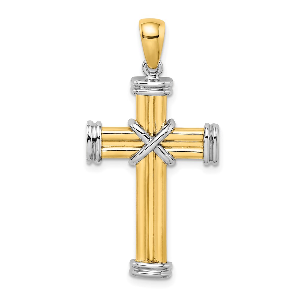 K9033.jpg 14K Two-tone Polished -X- Center Cross Charm - Image 1