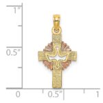 14K Two-Tone Cut-Out Dove On Cross Charm - Image 3