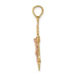 14K Two-Tone Crucifix with Lace Trim Charm - Image 2