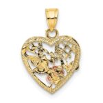 14k Two-Tone with White Rhodium #1 WIFE In Heart with Flower Charm - Image 4