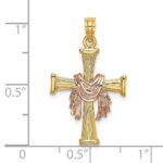 14l Two-Tone Textured Finish Cross with Drape Charm - Image 2