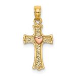 14k Two-Tone Heart In Cross Charm