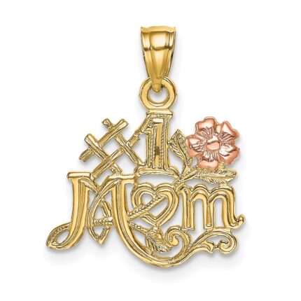 14k Two-Tone #1 MOM with Flower Charm