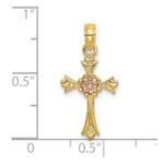 14k Two-Tone Cross with Flower Charm - Image 3