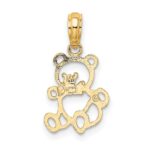 14k Two-Tone Cut-out Teddy Bear with Bow Tie Charm - Image 4