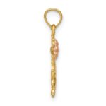 14k Two-Tone Dog Holding Flower Charm - Image 2