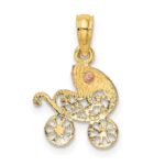 14k Two-Tone Baby Carriage with Visor Charm - Image 4