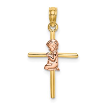 14K Two-Tone 2-D Boy On Cross Charm