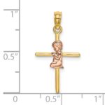 14K Two-Tone 2-D Boy On Cross Charm - Image 3