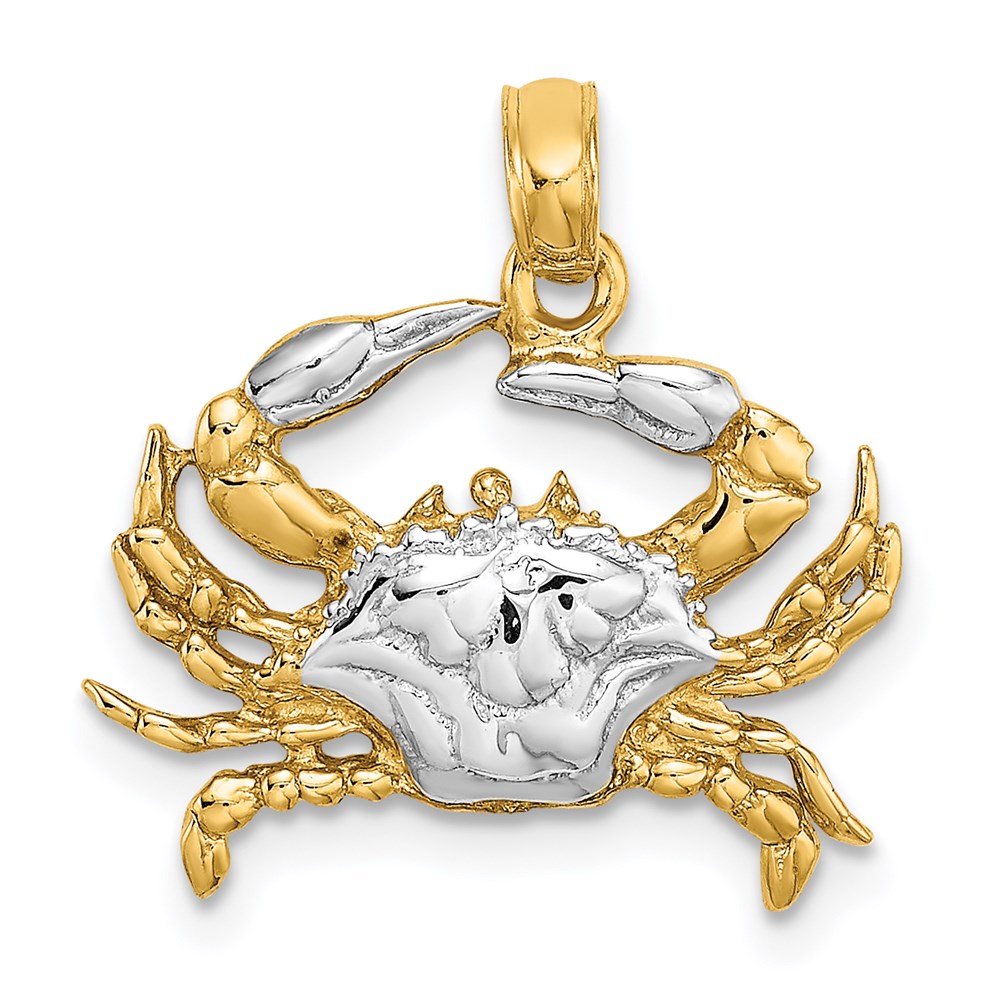 K9117.jpg 14k with White Rhodium Blue Crab Charm - Image 1