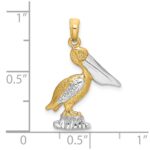 14K with White Rhodium Standing Pelican Charm - Image 3