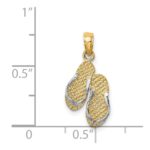 14k with White Rhodium 3-D SANIBEL ISLAND Double Flip Flop Charm - Image 4