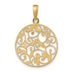 14K and White Rhodium Diamond-cut Filigree Round Charm - Image 4