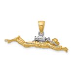 14K and White Rhodium 3-D Male Scuba Diver Charm - Image 4