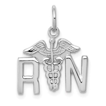 14k White Gold RN Registered Nurse Charm