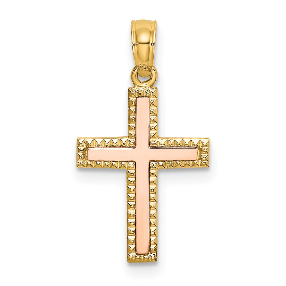 K9138.jpg 14k Two-tone Polished Cross Charm - Image 1