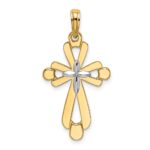 14K and White Rhodium Polished Fancy Cross Charm