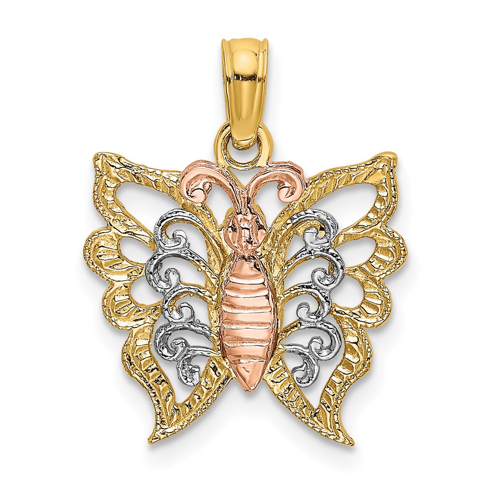K9159.jpg 14k Two-Tone with White Rhodium Butterfly Cut-Out Charm - Image 1