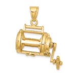 14K 3-D Fishing Reel with Moveable Handle Charm - Image 4