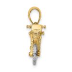 14k Two-tone 3-D Dirt Bike Motorcycle with Moveable Wheels Charm - Image 2
