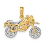 14k Two-tone 3-D Dirt Bike Motorcycle with Moveable Wheels Charm - Image 3