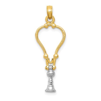 14k Two-Tone 3-D Stethoscope Pendant
