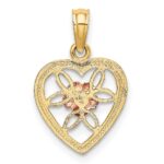 14k Two-Tone Flower in Heart Charm - Image 4