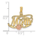 14k Two-Tone MOM Script with Flower Charm - Image 3