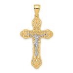 14K Two-tone Crucifix with Scrolled Tips Charm
