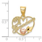 14k Two-Tone #1 GRANDMA In Heart Frame Charm - Image 3