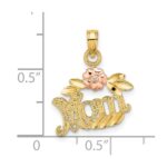 14k Two-Tone Textured Flower MOM Charm - Image 3