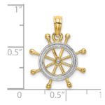 14K and White Rhodium 2-D Ship Wheel Charm - Image 3