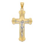 14K Two-tone Textured Crucifix Charm