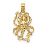 14K with White Rhodium Textured Octopus Charm - Image 4
