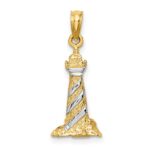 14K and White Rhodium 3-D Lighthouse Charm - Image 4
