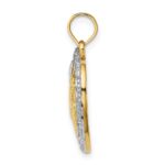 14k with White Rhodium Textured #1 MOM In Heart Charm - Image 2