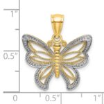 14k and White Rhodium Butterfly with Beaded Wings Charm - Image 3