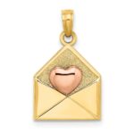 14k Yellow and Rose Heart 3-D XOXO Envelope Charm