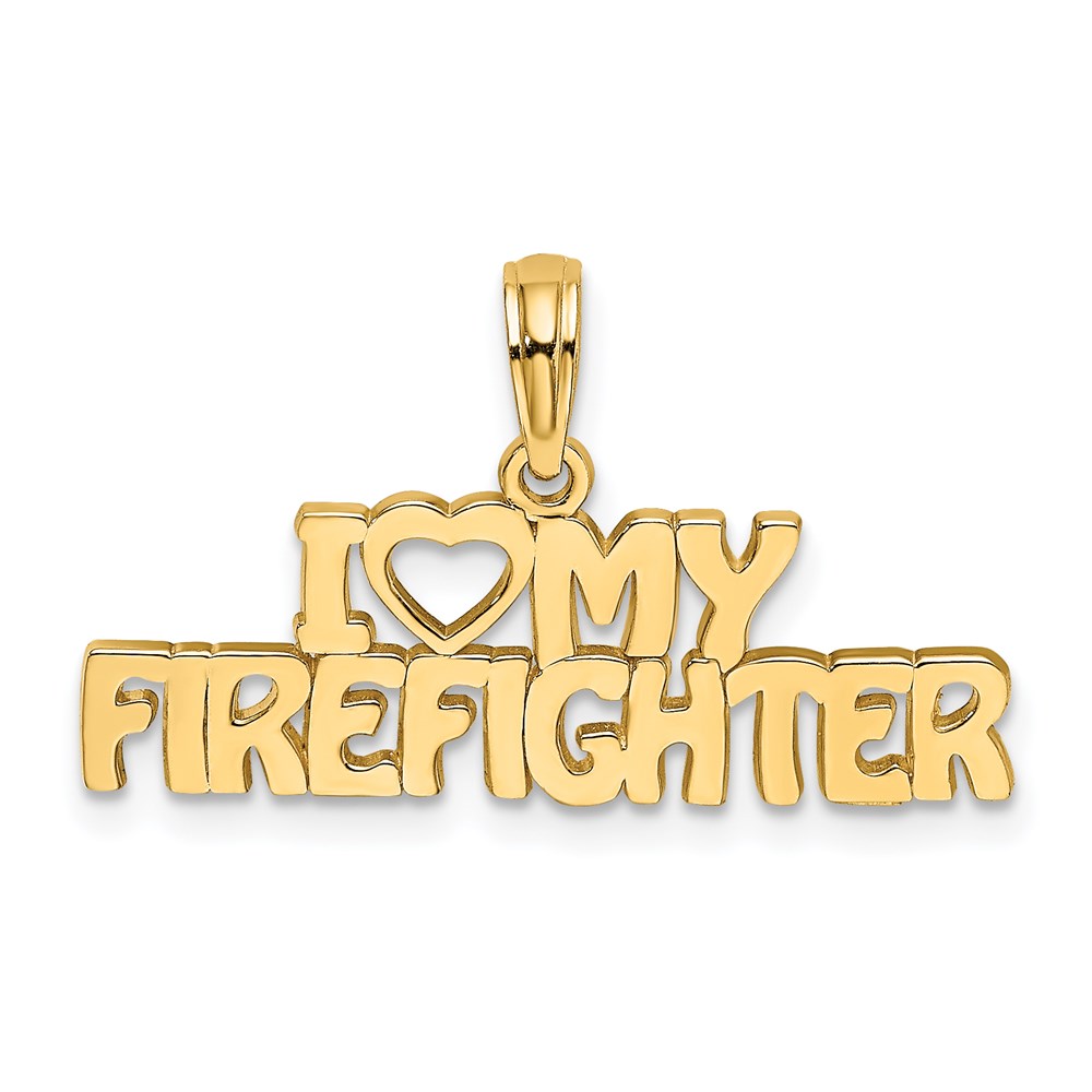 K924.jpg 14k I HEART MY FIREFIGHTER Charm - Image 1