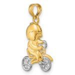 14k and White Rhodium Little Boy On Bicycle Charm - Image 5